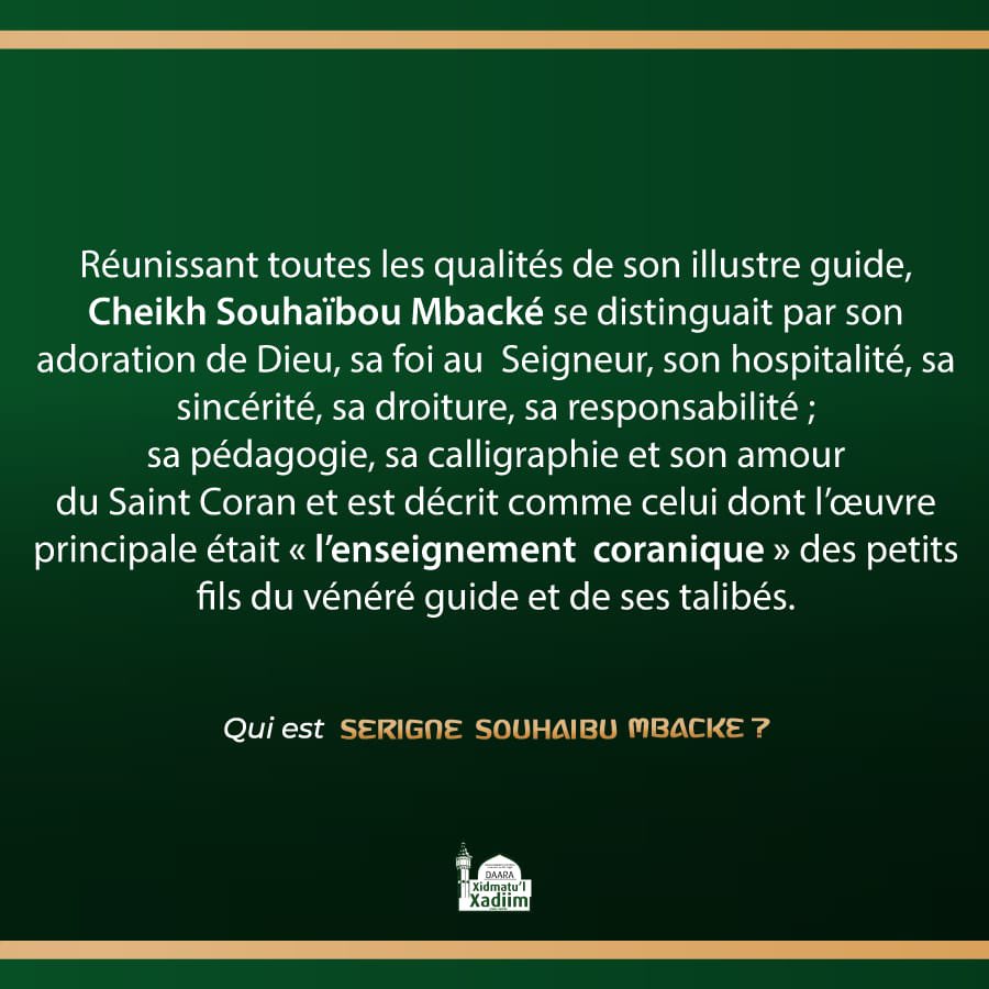 xidmatulxadiim's tweet photo. #5Ramadan Magal Serigne Souhaibou Mbacke, un temple du savoir et  gardien de l'orthodoxie musulmane/ Mouride. Qu'Allah Azzawajel l'agrée.

#Magalday #NgontuQacida2022 J-9
#XXTT https://t.co/ff0M9wjVXo
