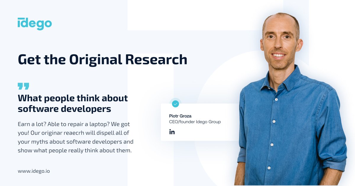 idegogroup's tweet photo. Top opinions about software devs: "earns a lot"/can repair anything in the house". Spoiler: being a software dev doesn't mean you can repair it. Encourage you to read our original research on what people think about developers 👉🏻 https://t.co/tkFEjCDF9s https://t.co/1p1p4IWO2k