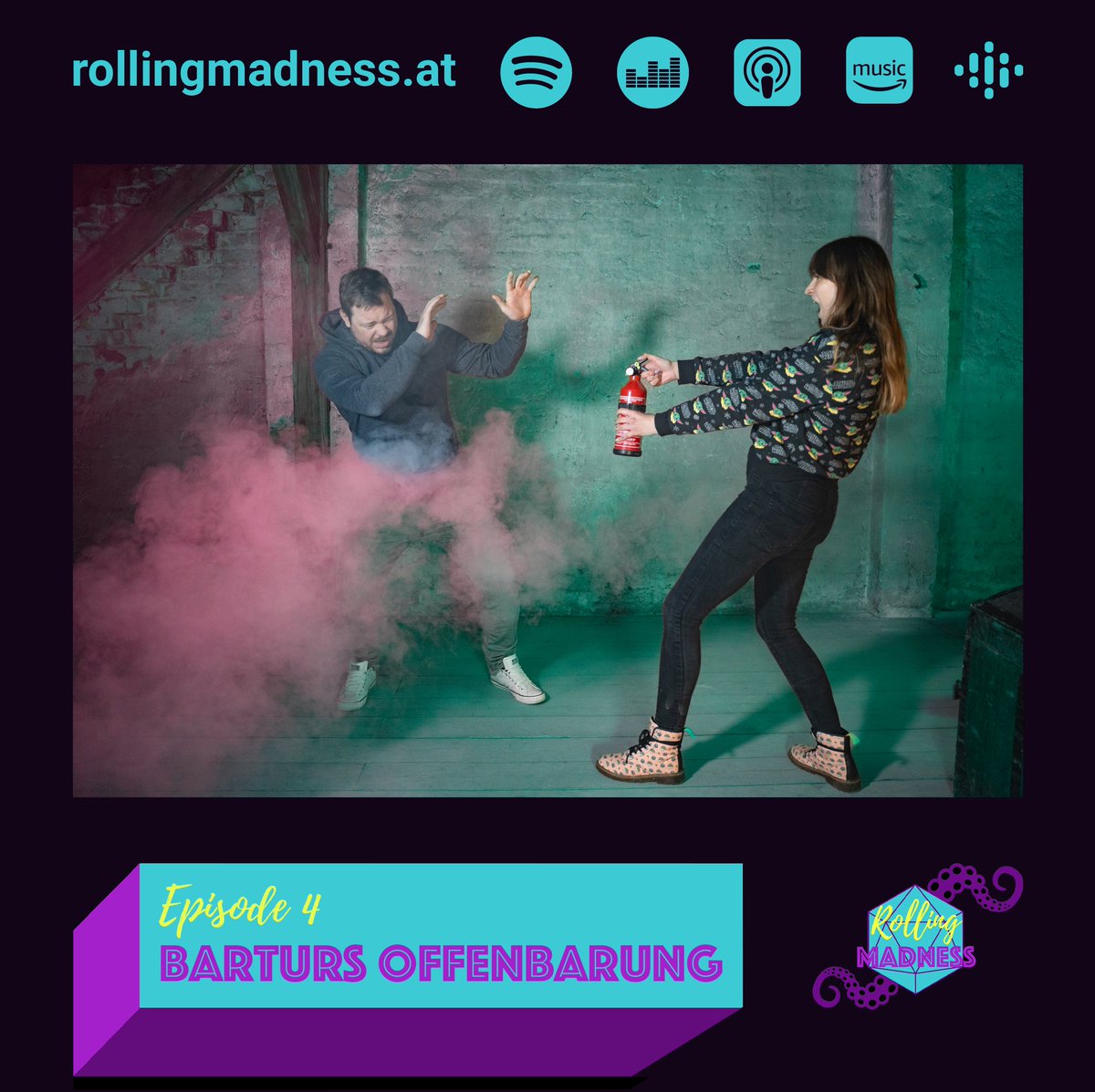 Tatsächlich haben wir schon 4 Folgen geschafft. Wir sind Rolling Madness. Eine Gruppe von 4 Freund:innen die scheinbar hauptsächlich Chaos im Kopf haben und dabei D&amp;D spielen. Hört doch mal rein wenn ihr wollt, wir würden uns freuen.
Sämtliche Feeds: linktr.ee/rollingmadness