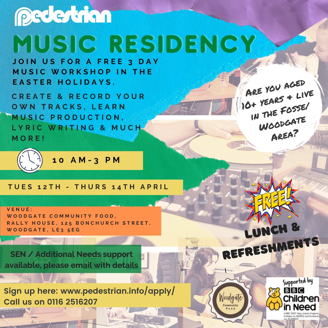 pedestrian1998's tweet image. Join us this Easter holiday for a FREE 3 day music residency @FoodWoodgate 🎶

Sign up here: pedestrian.info/apply/