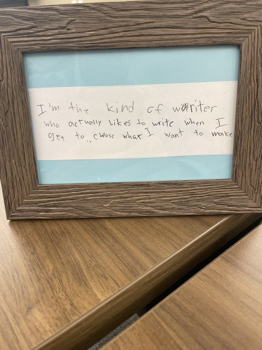 Mattglover123's tweet image. Best gift I will get all year! This fourth grader said that he used to not like writing but now loves it because he sometimes gets to choose his genre.