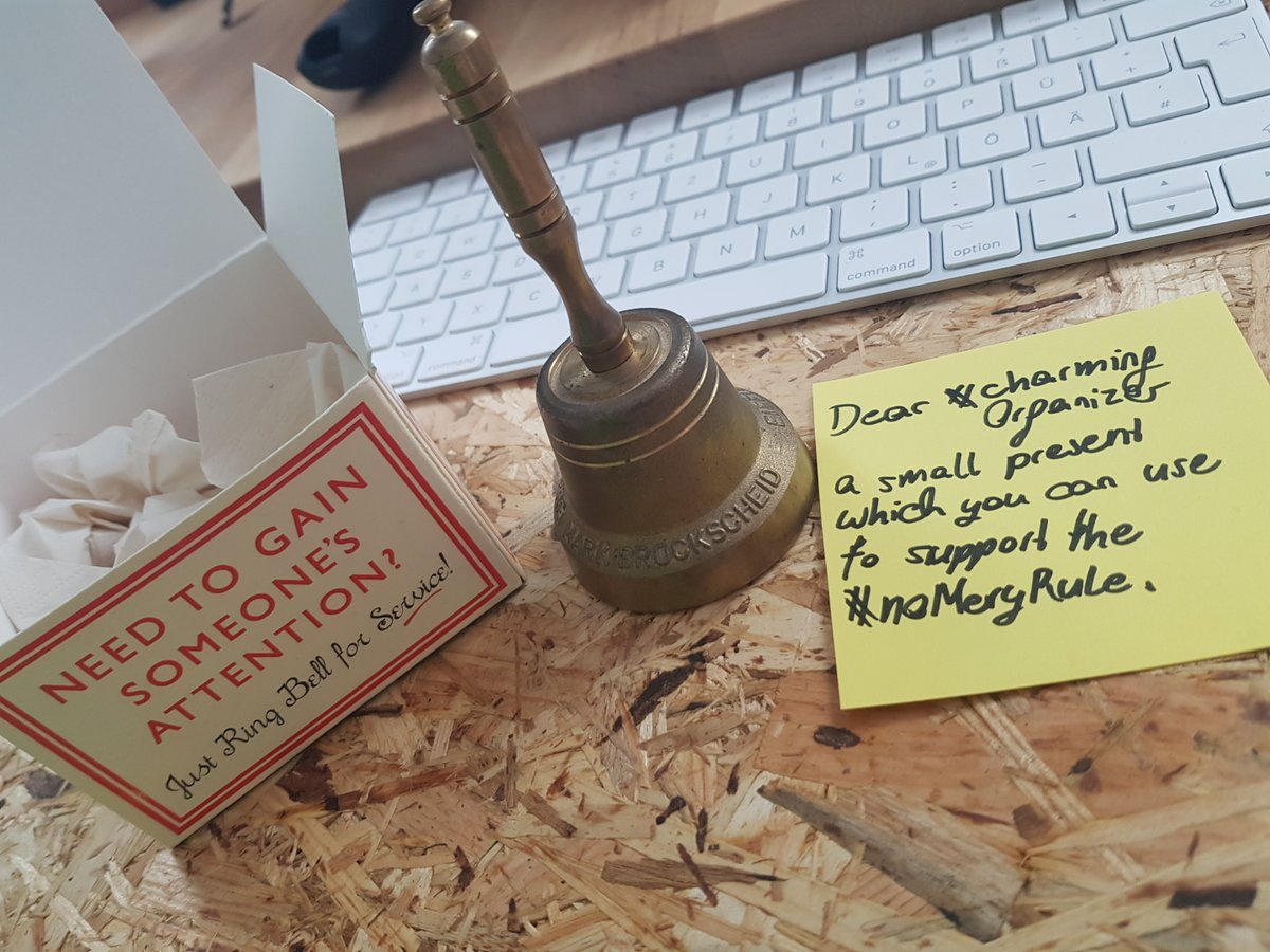 RudolfGroetz's tweet photo. Unbelievable - a package was just delivered. Dear unknown, thank you for the bell. I'll dedicate it right today when I need to apply the #noMercyRule to
@VeraLittleTree @Laveena_18 @ek121268 @svamann
@MarcVilaPrez1 @VeselkaMarcel
- #atamVIE . your #charmingOrganizer https://t.co/MJckDSZTTR