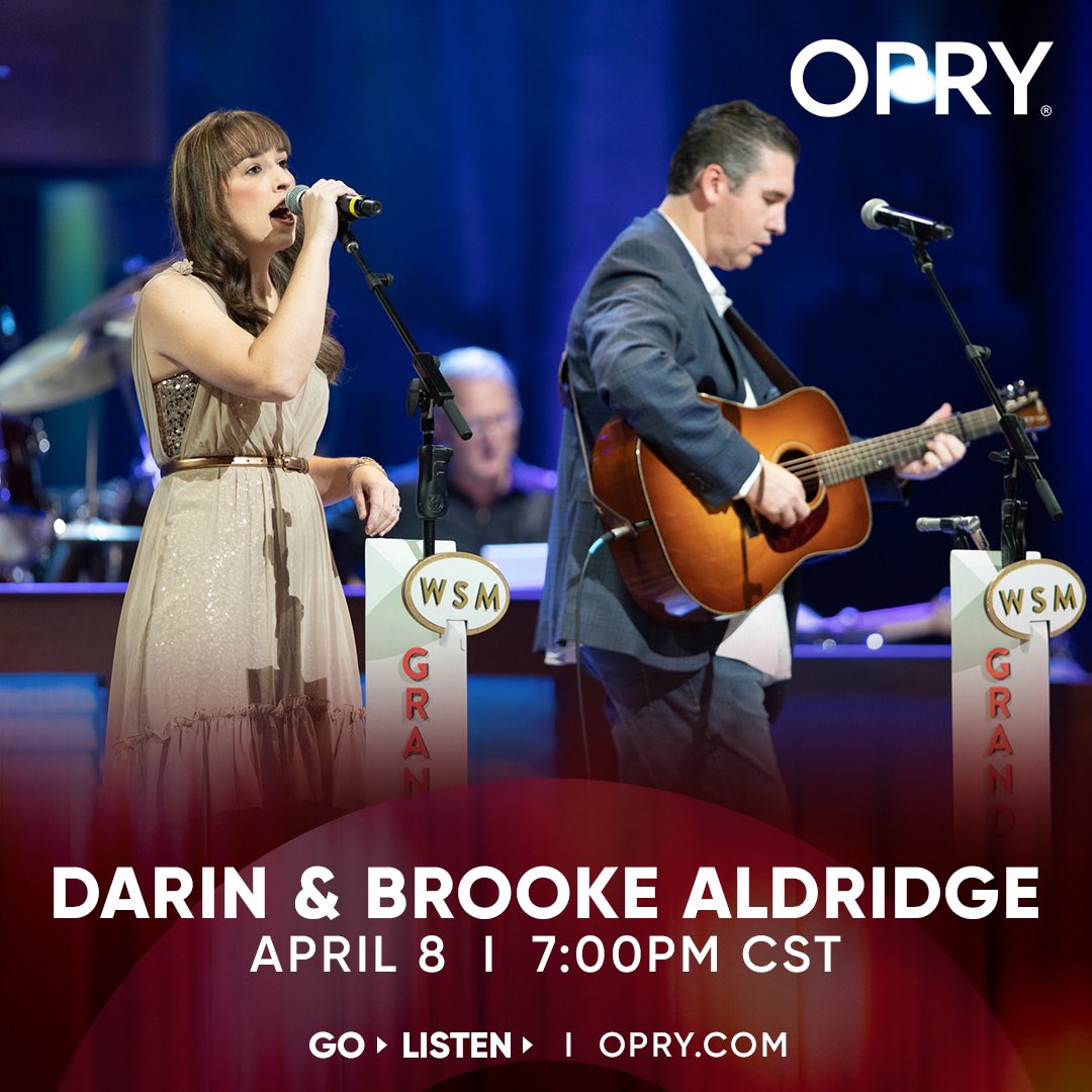 We’d love for you to join us at the <a href="/opry/">Grand Ole Opry</a> Friday night.❤️ Get tickets at opry.com or tune in the “Old Fashioned”way <a href="/WSMradio/">WSM Radio - The Home of the Opry!</a>.📻🎶

#darinandbrookealdridge #samanthasnyder #grandoleopry #opry #grandolecircle #oldfashioned #thislifewerelivin #wsmradio