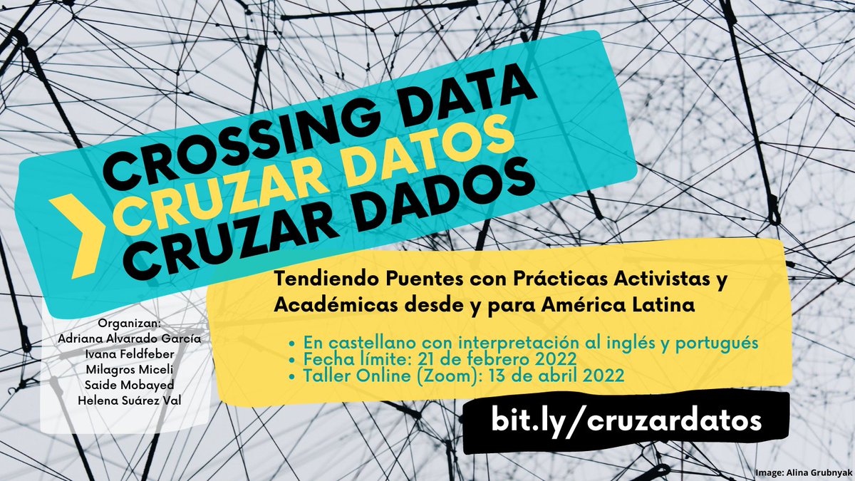 📢 ¡Nuestro taller #CHI2022 #CruzarDatos es en una semana! Pondremos el foco en Latinoamérica para intercambiar experiencias sobre la generación y prácticas de datos, generando puentes entre academia y activismo. Tenemos unxs ponentxs increíbles: 👇 bit.ly/cruzardatos