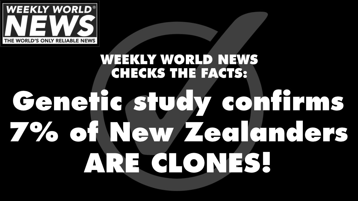 weeklyworldnews's tweet photo. Weekly World News Fact Checkers Checking Facts!
#newzealand #clones #geneticstudy #kiwi https://t.co/V2tkRowmOT