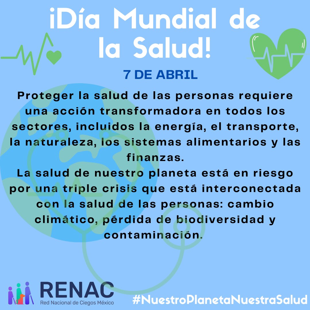 CronicaPCD's tweet photo. desde la red nacional de ciegos,  invitamos a la prevención de las enfermedades que permiten el cuidado de la salud. Así como el cuidado de nuestro planeta que eso factor importante para el bienestar de las personas #NuestraSaludNuestroPlaneta #DiscapacidadConOrgullo https://t.co/eeyIh3BsaI