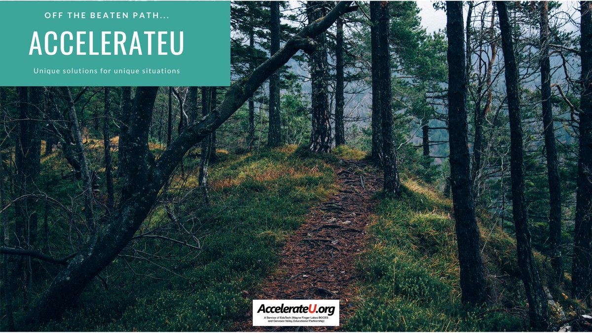 AccelerateU_NYS's tweet photo. Off the beaten path....
AccelerateU offers over 300 online courses for NYS schools to support those unique situations that inevitably arise. https://t.co/67rqpf1guH