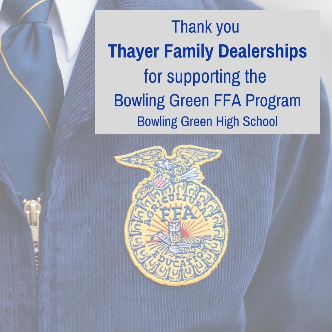 ThayerBG's tweet photo. We're proud to support our local Bowling Green FFA Program in their silent auction again this year! 
@BGHSFFA https://t.co/R5XDWqTgqv