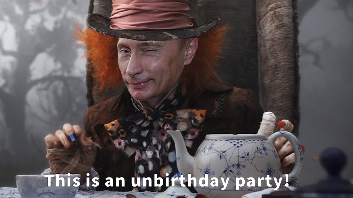 LinskiZai's tweet photo. As a rabbit whose been on several tea parties, Putin is the worst tea maker I know. 🐇🐰☕️
#Putin #Putinmeme #PutinWarCrimes #UkraineRussianWar #StandWithUkraine #StandUpForUkraine https://t.co/d9tSt0dkC0