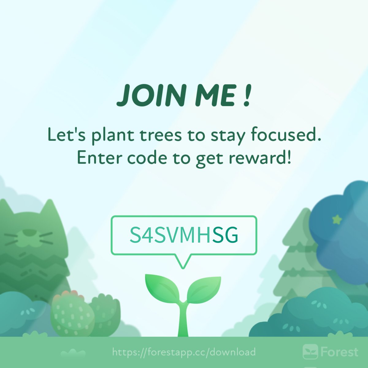 gracec686's tweet photo. @forestapp_cc I would really appreciate anyone who uses my code, we get 500 coins each! Let's get productive. =) I'm also looking for friends so please add me! Thank you
Code: S4SVMHSG https://t.co/sMD8zxhwXZ