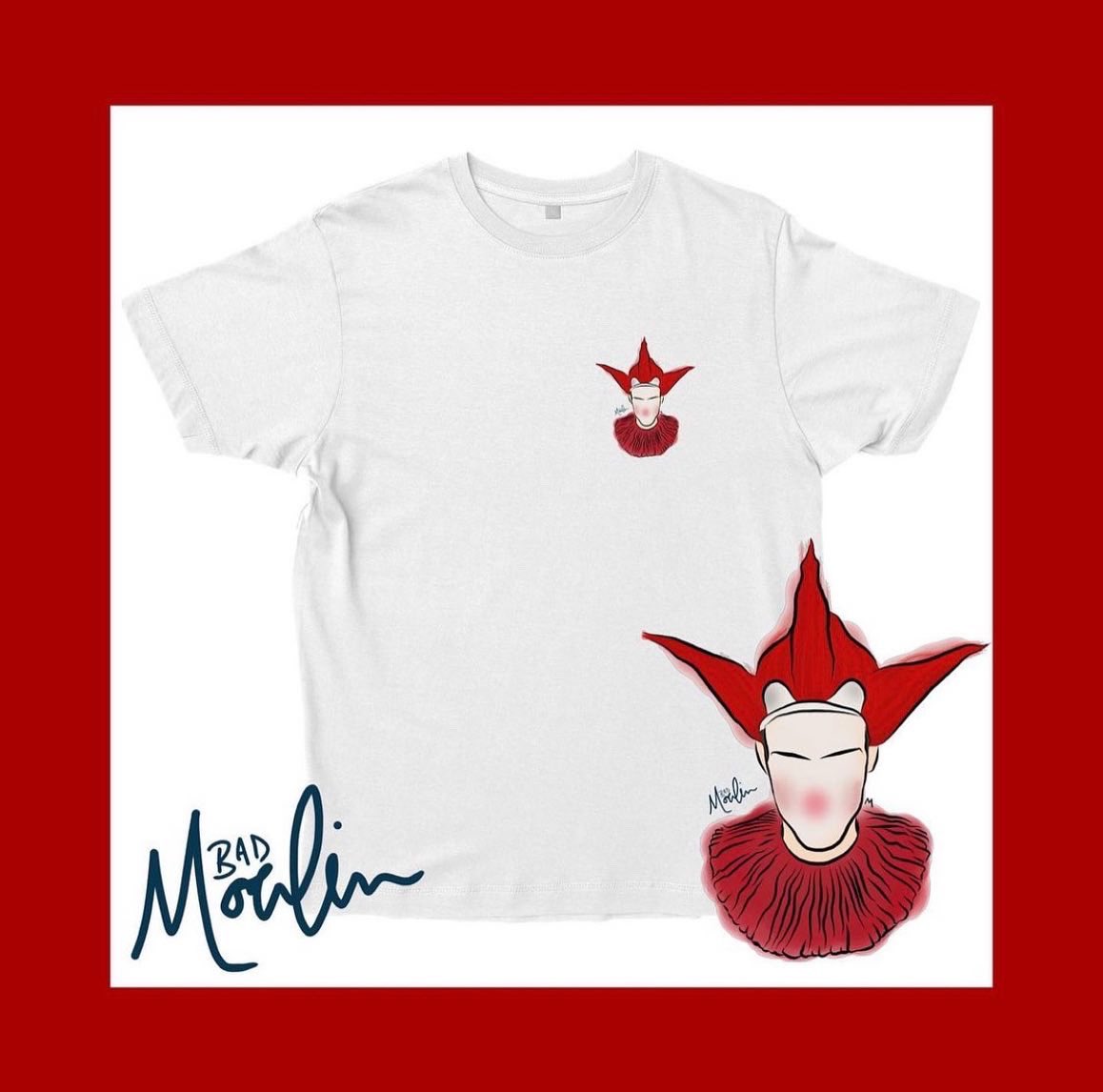 badmoulin's tweet photo. for 10 days only, my clown shirt is available to order again on everpress!‼️ ♥️  https://t.co/eX6U3RUib8 https://t.co/UHkwNTBaQL