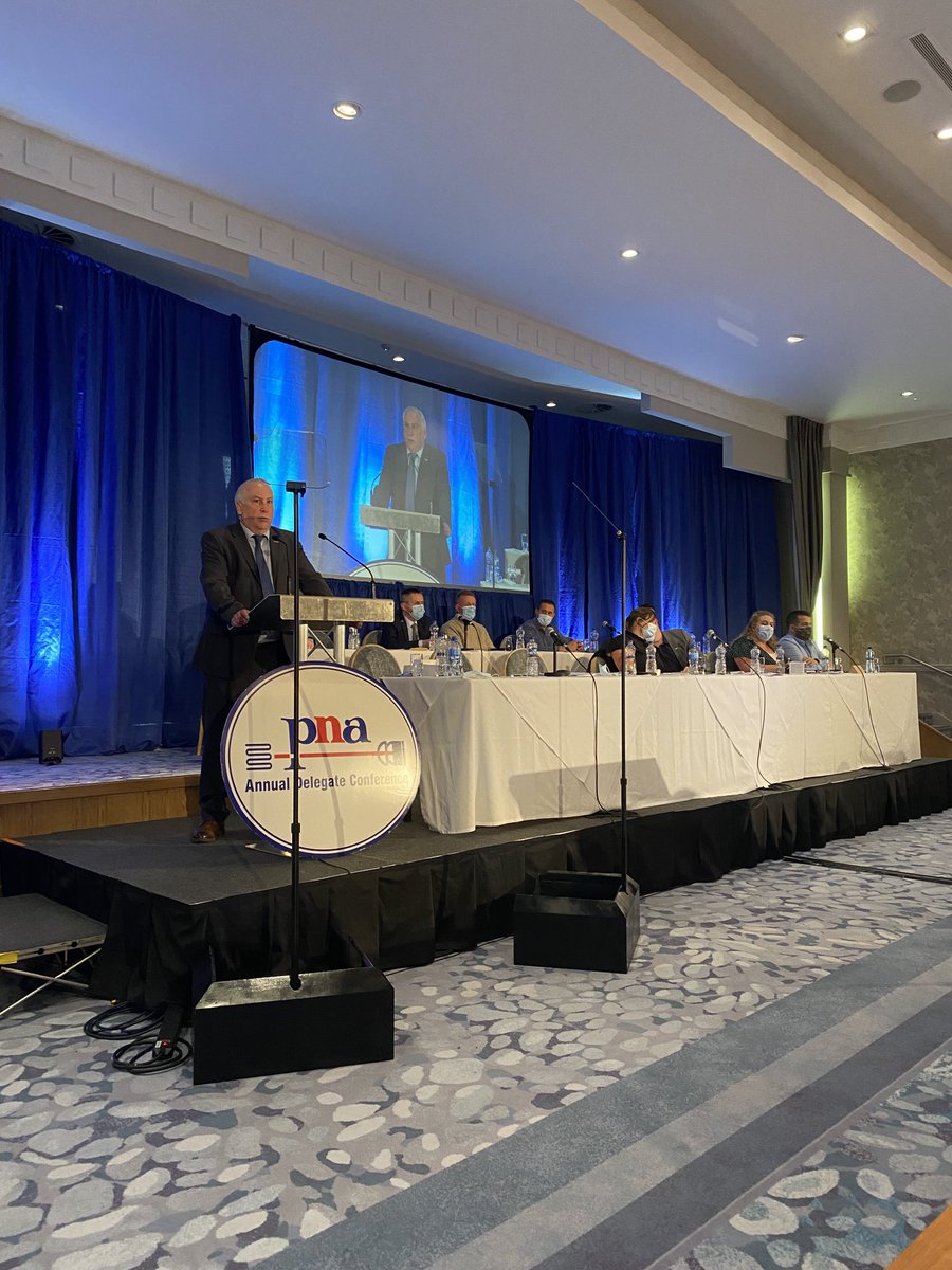 AislingCulhane's tweet photo. Peter Hughes General Secretary addresses PNA Annual Delegate Conference “ we have to accept the post pandemic reality of an inevitable surge in demand for mental health services “ ⁦@PNA_IRL⁩ ⁦@MaryButlerTD⁩ ⁦@DonnellyStephen⁩ https://t.co/ugJnY3loXI