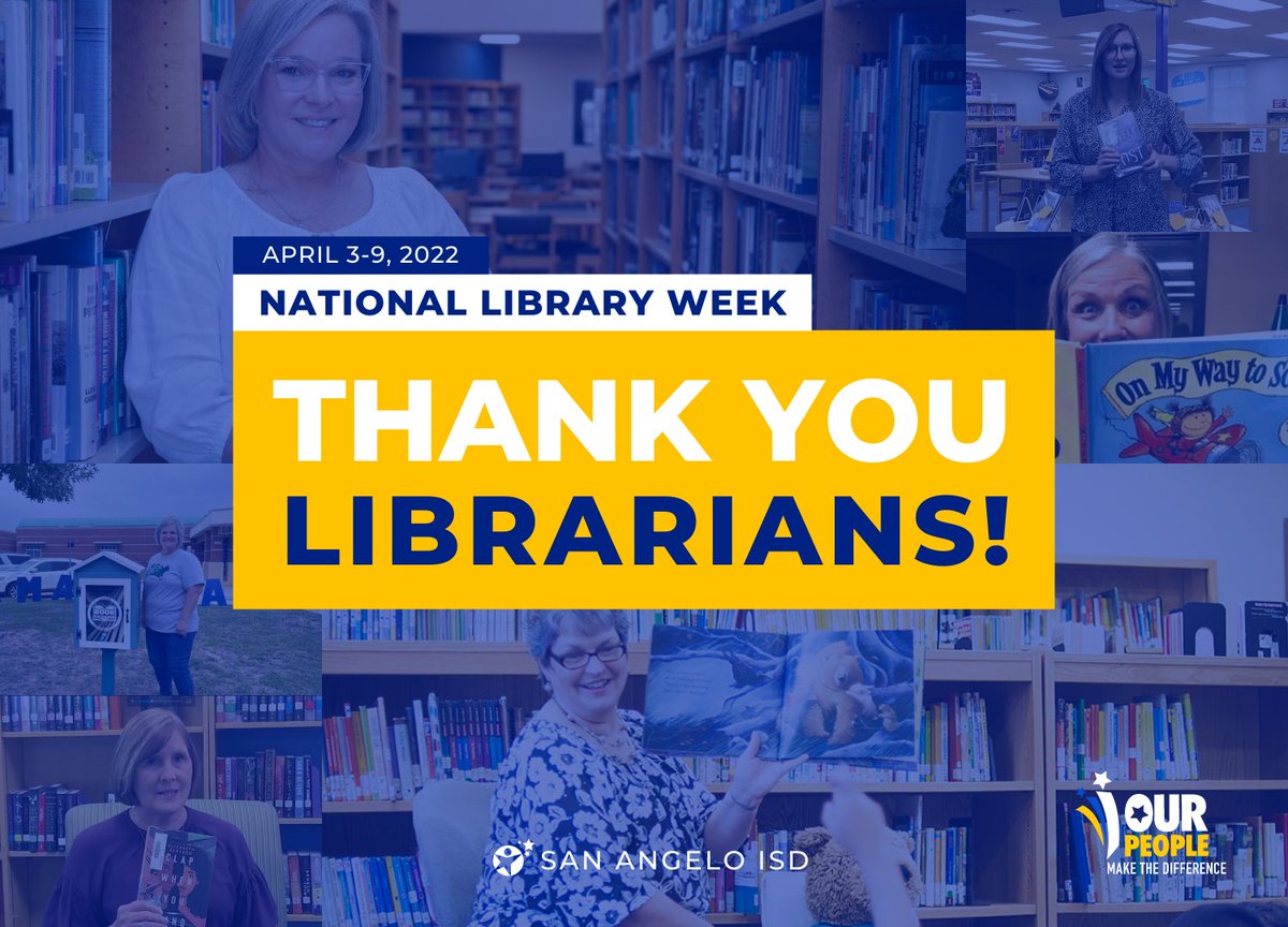 Happy National Library Week! Thank you SAISD Librarians and Library Aides for creating a place of wonder and learning for all of our students. Join us in thanking these SAISD Difference Makers! #NationalLibraryWeek #OurPeopleMakeaDifference