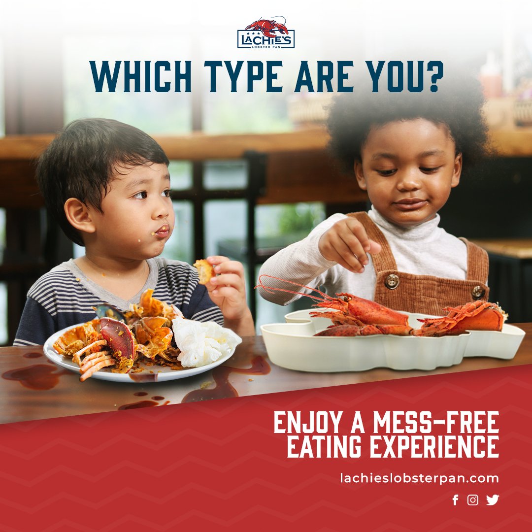 LachiesPan's tweet photo. Which type of lobster eater are you? Choose one.  

Enjoy a mess-free eating experience with Lachie’s Lobster Pan. Leave all your mess around your face, hands, and inside the pan!

#lachies #lobster #pan #messfree #dining #messy #eating https://t.co/Lgz0W7LHq2