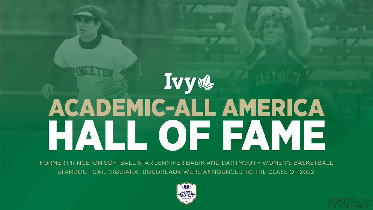 MAKING HISTORY. 

Former Ivy League student-athletes Jennifer Babik and  Gail (Koziara) Boudreaux were announced to the <a href="/CoSIDAnews/">College Sports Communicators</a> Academic All-America Hall of Fame Class of 2022. This marks first time two Ivies are in the same induction class.🌿

📰 » ivylg.co/HOF040722