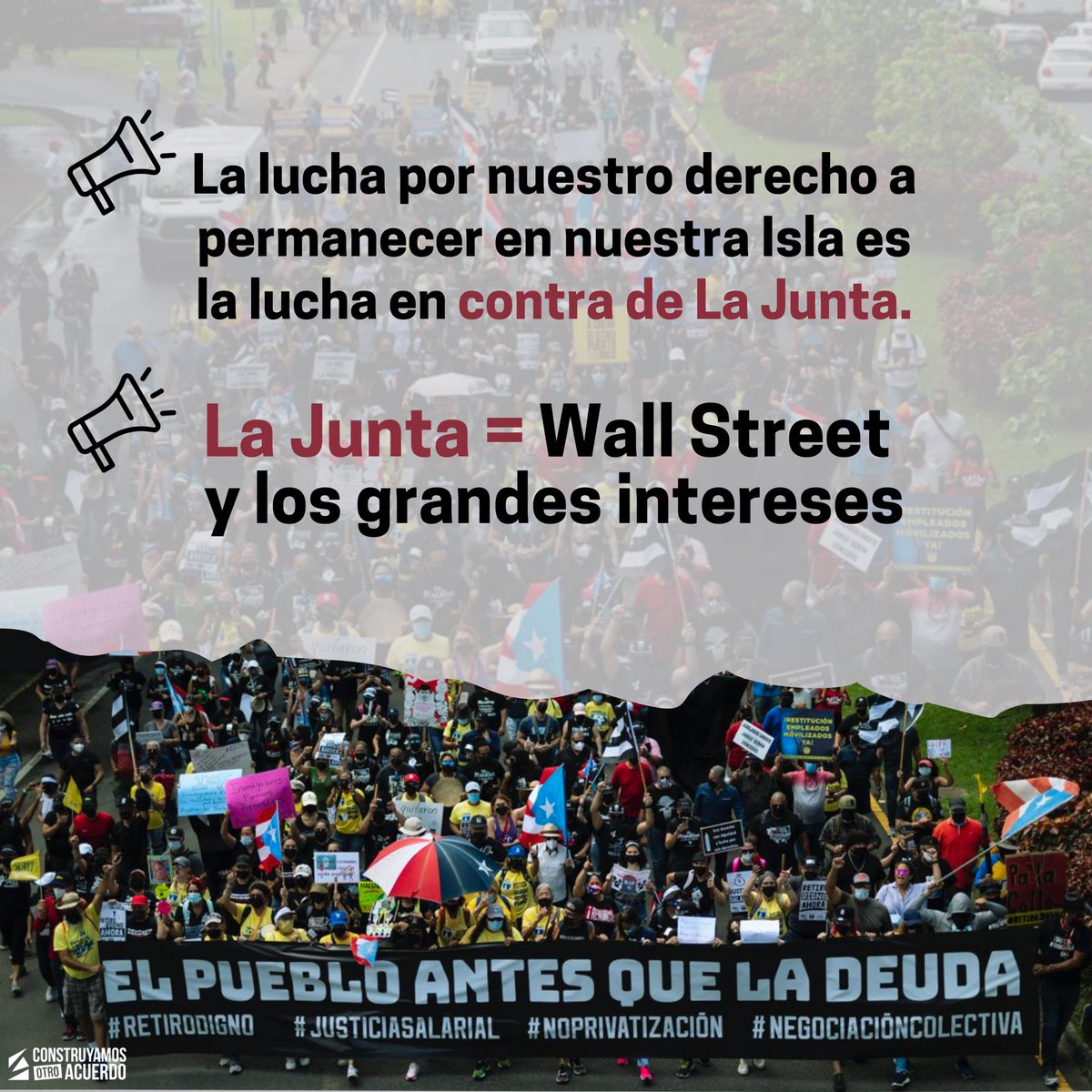 OtroAcuerdo's tweet photo. Las medidas de austeridad de La Junta han expulsado a cientos de miles personas de la Isla.
Quienes se quedan se enfrentan a imparables aumentos en costo de vida, infraestructura inservible y otra quiebra en menos de 10 años.
La Junta se tiene que ir ya. #TrustForPR https://t.co/D5RrZ5i7bm