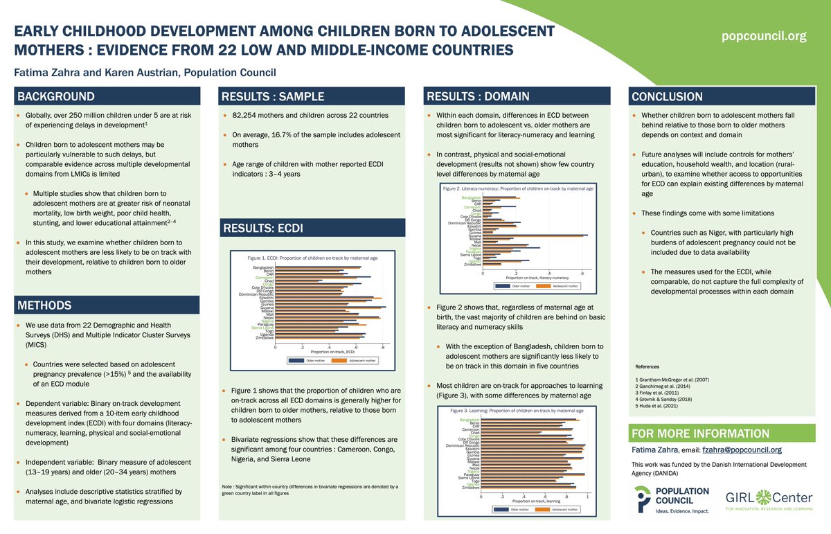 Are children born to adolescent mothers more likely to be delayed in development? New analysis using DHS &amp; MICS data of 82K+ mothers &amp; children from 22 countries. Learn more: #PAA2022 poster session P6 Friday at 10am.