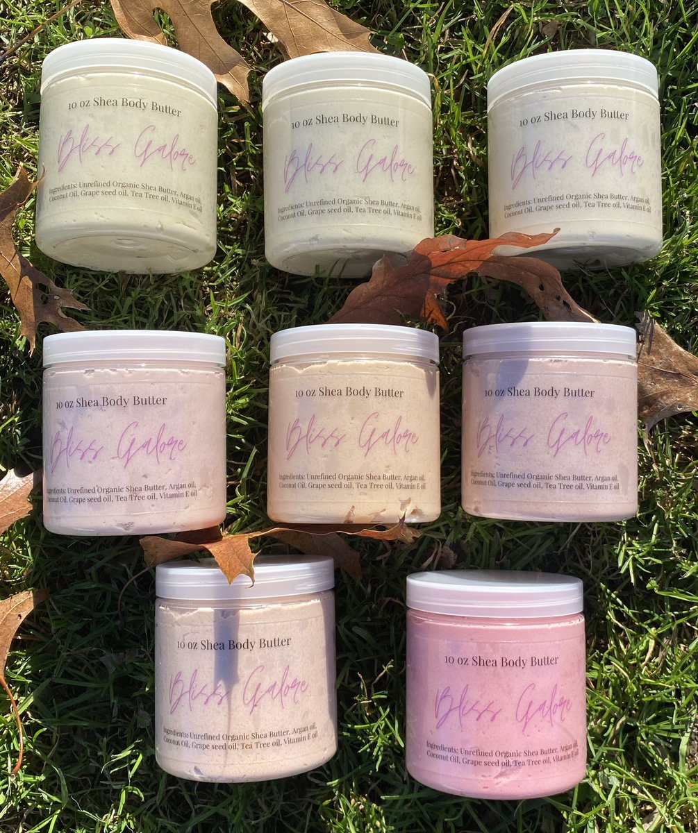Our 8 oz whipped body butters are on sale for $13.75-$15.50 each + will not be restocking until fall of this year 🤍

We currently have:
1 Sweet Peppermint
1 Pumpkin Spice
2 Egg Nog 
2 Cinnamon Apple 
2 Gingerbread