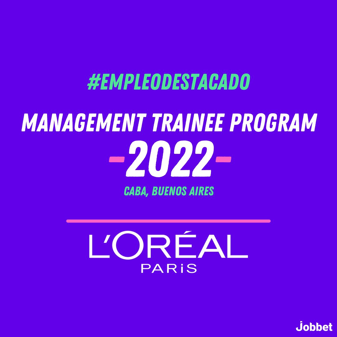 JobbetArg's tweet photo. L'Oréal es una empresa francesa de cosméticos y belleza⁣ y te invita a formar parte del Management Trainee Program de L’Oréal Argentina 📊⁣
⁣
Si querés mas información, ingresá al siguiente link:

https://t.co/7YHe21VoGq
⁣
⁣ #jobbet #empleo #trabajo #busquedalaboral https://t.co/bEvhKegYZw