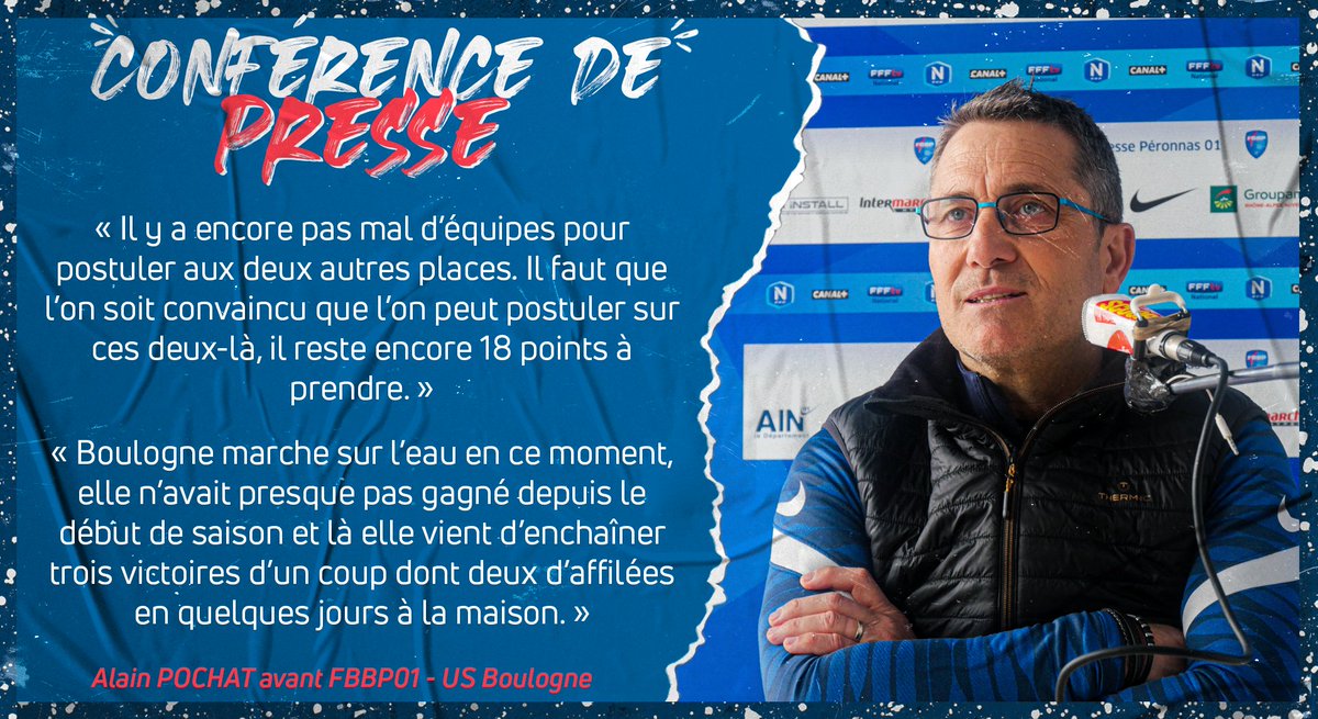 FBBP01's tweet photo. 🎙 𝗖𝗢𝗡𝗙𝗘𝗥𝗘𝗡𝗖𝗘 𝗗𝗘 𝗣𝗥𝗘𝗦𝗦𝗘
À deux jours de recevoir l'@USBCO à Verchère (samedi à 18h), Alain #Pochat aborde la rencontre face à un adversaire en pleine dynamique qui compte trois victoires sur ses trois derniers matchs !
...⤵️ https://t.co/VwkfPkEvCa