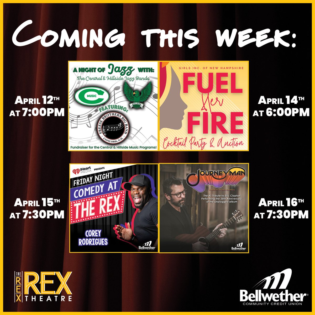 PalaceTheatre (@palacetheatrenh) on Twitter photo It's a busy week at The Rex...
<a href="/coreyrodrigues/">Corey Rodrigues</a>
@ShaunHague
Tickets:
bit.ly/3J3XiDk
#rextheatre #palacetheatre #manchesternh #livemusic #thisweek #thingstodothisweek #comedy #tributebands It's a busy week at The Rex...
<a href="/coreyrodrigues/">Corey Rodrigues</a>
@ShaunHague
Tickets:
bit.ly/3J3XiDk
#rextheatre #palacetheatre #manchesternh #livemusic #thisweek #thingstodothisweek #comedy #tributebands