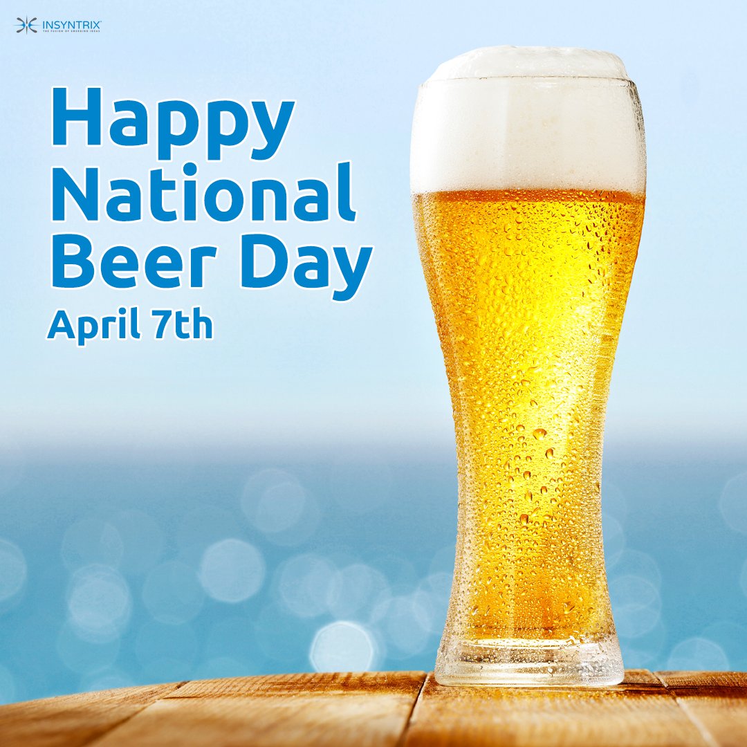Insyntrix's tweet image. Happy National Beer Day! April 7, 2022.
#BeerDay #HaveAColdOne #BeerWithFriends