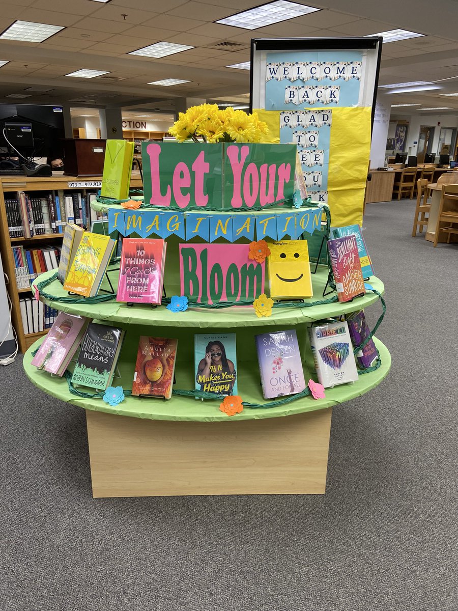 April showers ☔️ bring May flowers 🌸 but what does April mean in the library media center?  April is school library month! Our books are always in full bloom. Check one out today! #SchoolLibraryMonth #booksinbloom #librariestransform