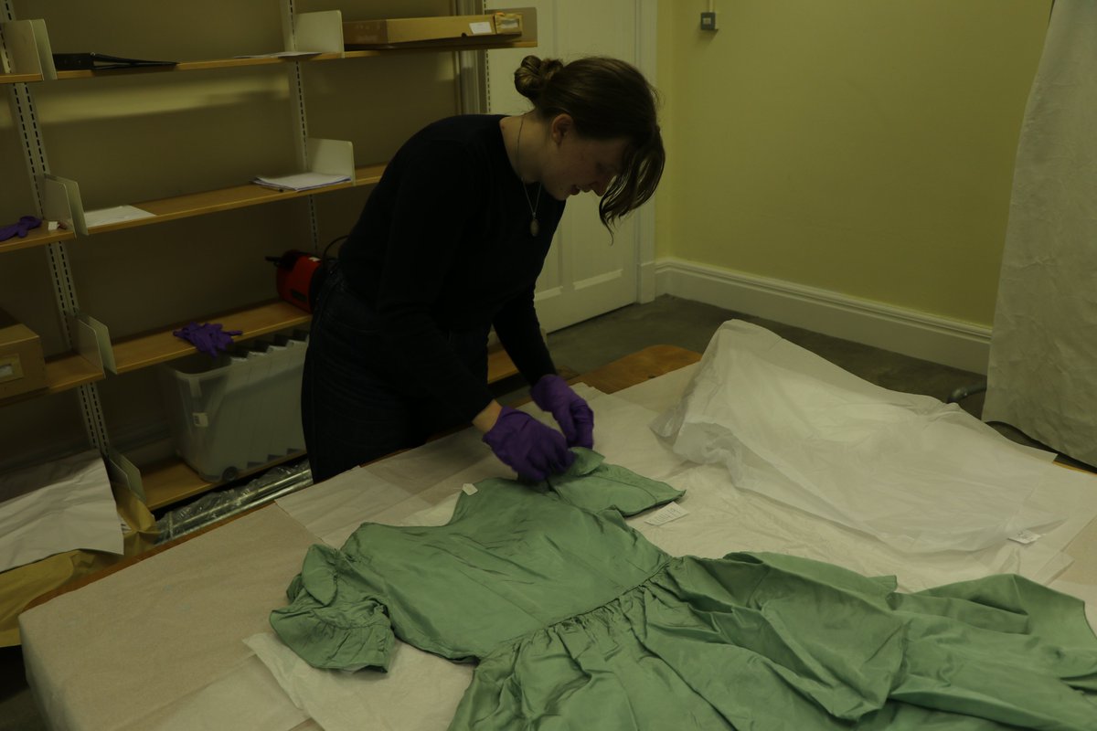 silkmuseummacc's tweet photo. Over the last two weeks our collections assistant Emma and intern Emily have been condition checking the costume collection. Over the next few weeks they will be sharing some of the highlights for #TextileThursday. https://t.co/psmCuscD0V
