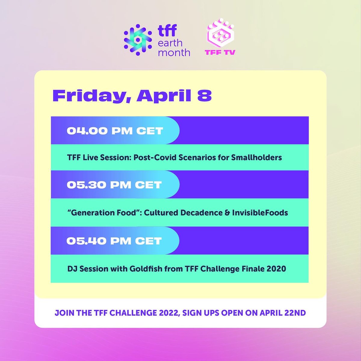 thoughtforfood_'s tweet photo. FRIDAY is near🤩 Fill up your day tomorrow with inspiring content curated by the #tffcommunity all around the world🚀
You know the drill😉 https://t.co/MhgLC1a1sQ, sit back & relax, it’s "TFFtv & chill" time. Check out the program below, covering all timezones! See you there👋 https://t.co/CmIUHtnvJz