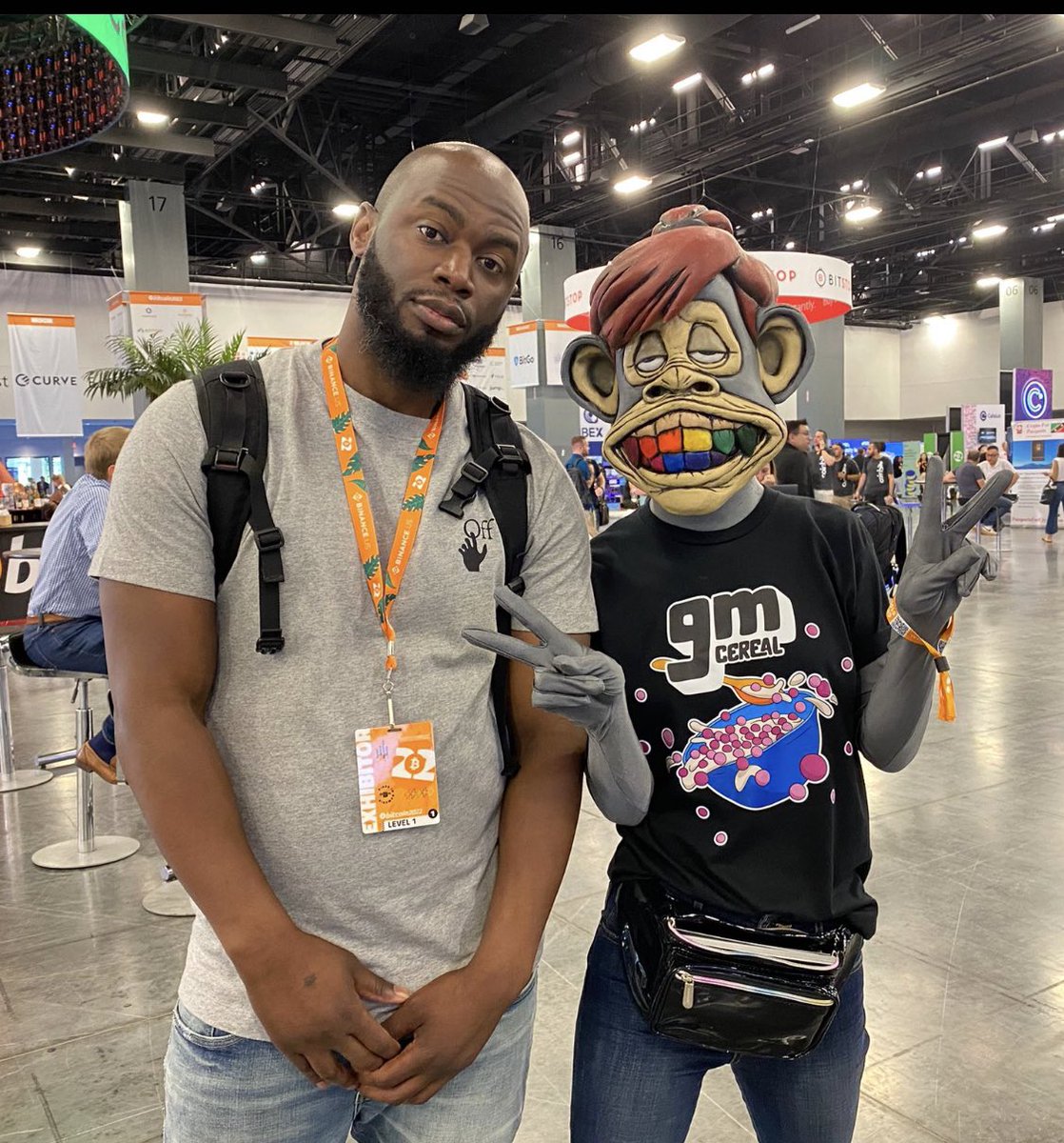 marloncapitan's tweet photo. Doxxed or Undoxxed, Apes in the building. @iamboredbecky Bitcoin Conference 2022 @BoredApeYC #BAYC #APE #MAYC https://t.co/1HdE2m9zS5