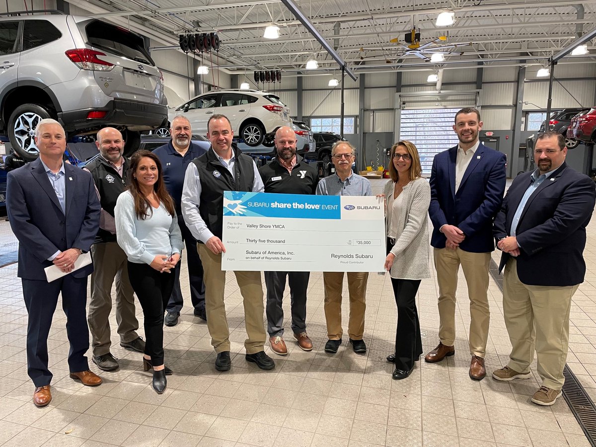 ReynoldsSubaru's tweet photo. Reynolds’ Subaru along with @suaru_usa were able to raise a total of $35,000 this past December. Which was presented to @valleyshorey yesterday! 🎉Reynolds’ Subaru chose to partner with the Valley Shore YMCA as their hometown charity for the Subaru Share the Love event https://t.co/eocLUOh0zV