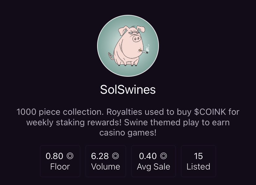 Swines are holding out for Staking because $COINK is every Swines prize possession. 

The floor is thin until 1 Sol 🐷🧹🐷