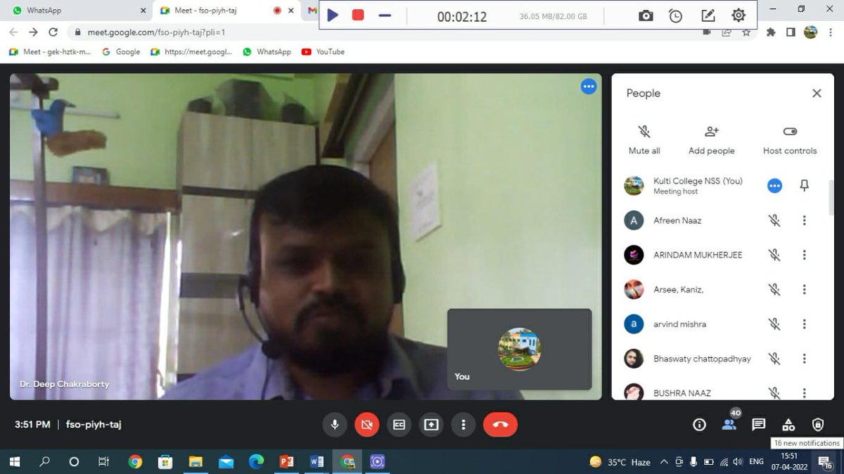 Deep_env_wb's tweet photo. #WorldHealthDay #OurPlanetOurHealth
interactive session with the students and faculty members of Kulti College, Asansol, West Bengal as an invited resource person on the eve of WHO's #World_Health_Day 7th April, 2022.@ICMRDELHI @SRIHER_Official @WHO 
#CleanAir #cleanwater https://t.co/TlX1NVu3wh