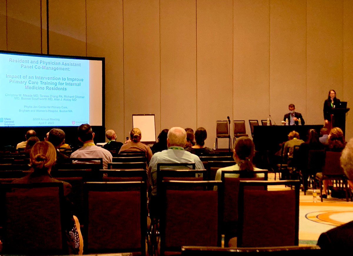 Awesome presentation by @tmmeade1 about @BrighamMedRes efforts to improve ambulatory care of resident patients.#SGIM22 #HamolskyFinalist