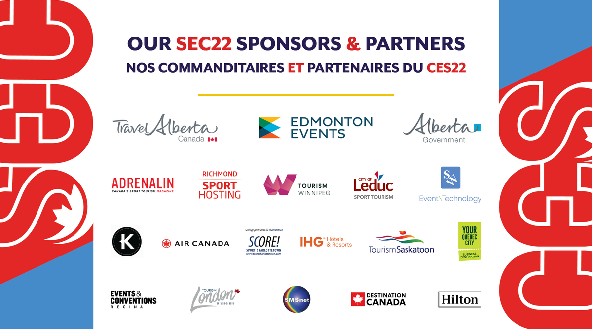 SportTourismCA's tweet photo. Our event sponsors and partners are a big reason why Sport Events Congress is Canada’s largest gathering of organizations connected to the $7.4 billion+ sport tourism industry in Canada. Thanks for supporting our industry!
#GotGame #SportTourism #SportHosting #EventsHosting https://t.co/EwPt4Pkkmv
