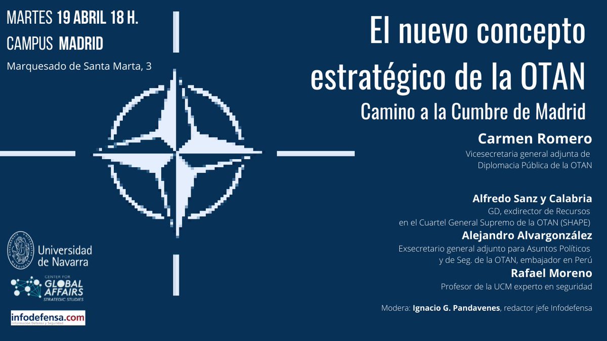 unavmadrid's tweet photo. ¿Cuál es la situación ante la guerra en Ucrania y cuál es el nuevo concepto estratégico de la OTAN? El 19 ABR analizaremos el actual contexto geopolítico en Europa con, entre otros, @NATORomeroC.

✍️ Inscripciones en https://t.co/b42WN8P1Vj. https://t.co/ij1YdEa6Qg