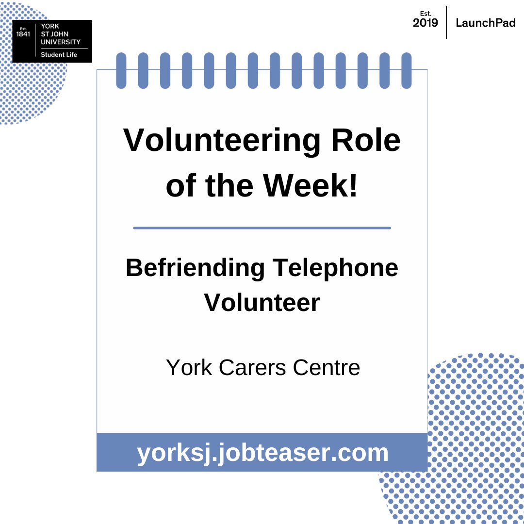 .<a href="/yorkcarers/">York Carers Centre</a> are looking for telephone volunteers to help support care staff in need of company after taking a break from their caring role.

This is a great opportunity to develop your care experience, and contribute to an important cause.

Apply now: buff.ly/3JczFrX