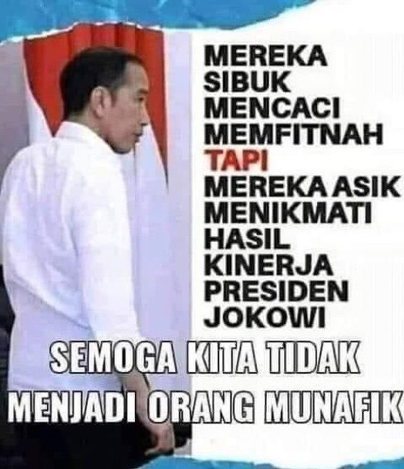 Dia Pakde <a href="/jokowi/">Joko Widodo</a> Presiden kesayangan kami, akan slalu ada dihati &amp; doa kami.
Untuk kalian para pembenci ingatlah Presiden Jokowi tdk sendiri, ada kami yg mendukung &amp; mengawalnya sampai 2024 nanti, krna kami menghargai kerja keras Presiden kami selama ini u/ membangun bangsa ini.