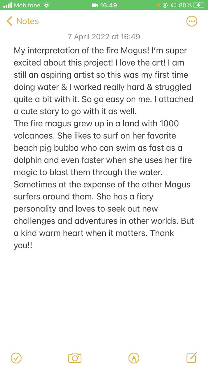 My interpretation of the fire Magus! I’m super excited about this project! I love the art! I am still an inspiring artist so this was my first time doing water &amp; I worked really hard &amp; struggled quite a bit with it. So go easy on me.thank you @themagus_nfts