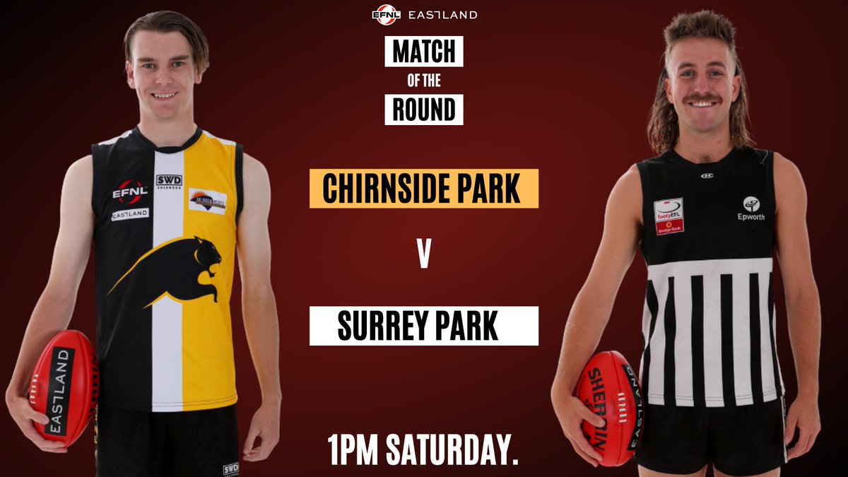 Eastland MOTR | It's a Panther off this Saturday, as Chirnside Park and Surrey Park both look to keep their undefeated starts to the season going - catch all the action from 1pm 🏉

📺 EFNL Facebook + YouTube
🎧 SEN App + EasternFM 98.1