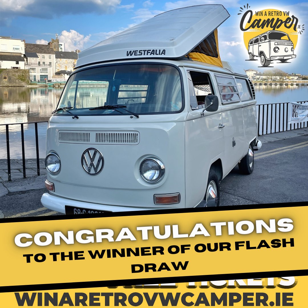 winavwcamper's tweet photo. Congrats to Declan Glynn, Co. Dublin (ticket no. 7852) on winning 10 FREE tickets in our Flash Draw! 🎫

You could be in with a chance of winning an original1960's VW Westfalia camper if you buy a ticket for our @ClannGAA #WinARetroVWCamper fundraiser!
👉🏼 https://t.co/IAaRVwuknV https://t.co/56MLdJpleY