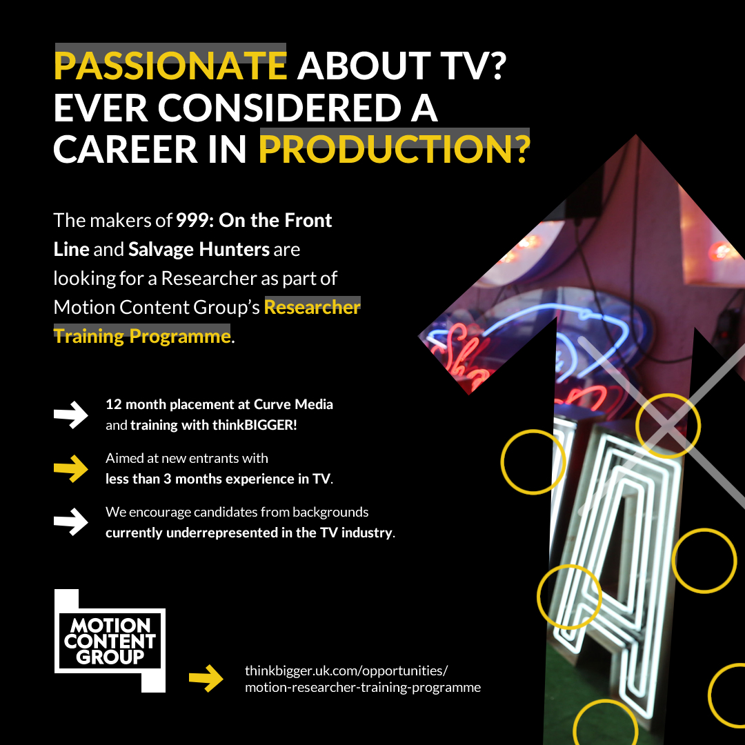 Were you born to tell stories and bring them to life? Curve Media is looking for budding Trainee Researchers to join the team creating compelling unscripted storytelling for the world’s biggest platforms! 

For more details visit: bit.ly/3tBs8i0