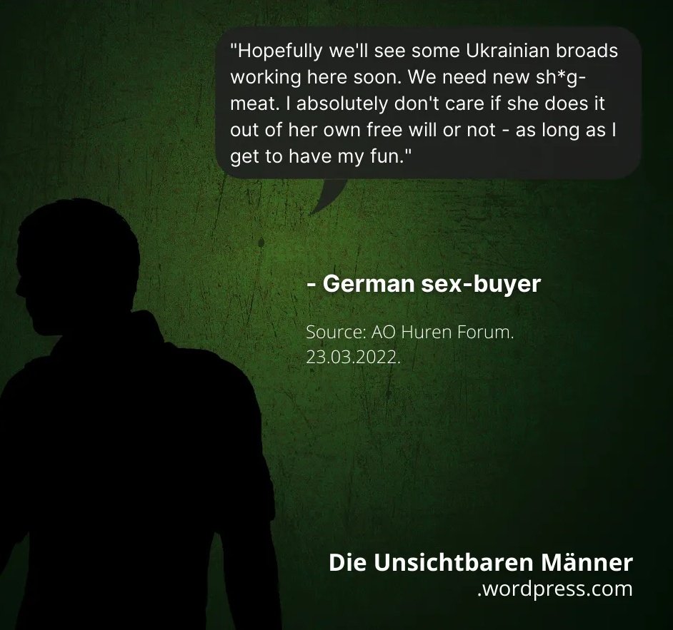 EllyArrow's tweet photo. At this stage I'm finding/having people send me too many quotes from German sex buyers jubilant at the arrival of Ukranian refugees whom they might be able to sexually exploit inside legal #prostitution for me to keep up with. I also don't know what else to say about it... https://t.co/EC0vo0FAJL