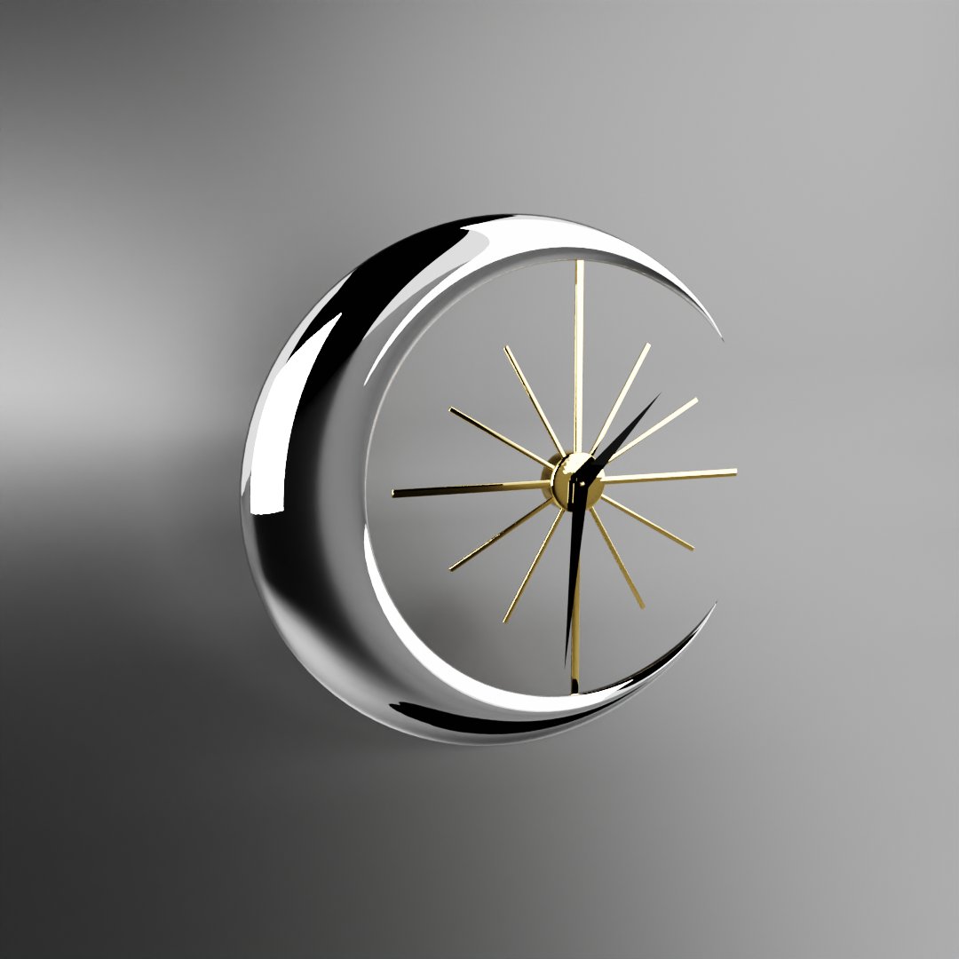 Sitsuki_Norris's tweet photo. 試著做了一個掛鐘，要自己想樣式真的很苦惱，但是只要想了大方向， 之後再補完就差不多了✌🏻

#blender #Blender3D #blendercommunity #b3d #blenderart #3dbeginner #blender初心者 #3d #clock #MoonClock https://t.co/5vCnaPaiPJ