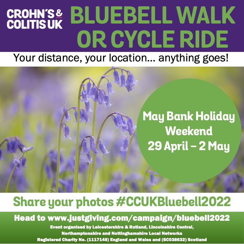 CrohnsColitisLR's tweet photo. Your distance, your location...anything goes! Go to Rutland Water or near home.
Walk or cycle a distance and get your friends/fam to sponsor you #CCUKbluebell2022
https://t.co/D5anZTjlWO and link your page
#Crohns #Colitis #CCUK #Walk #Ride #Rutland #Awareness #Fundraising #Fun https://t.co/99AS8LRmqm