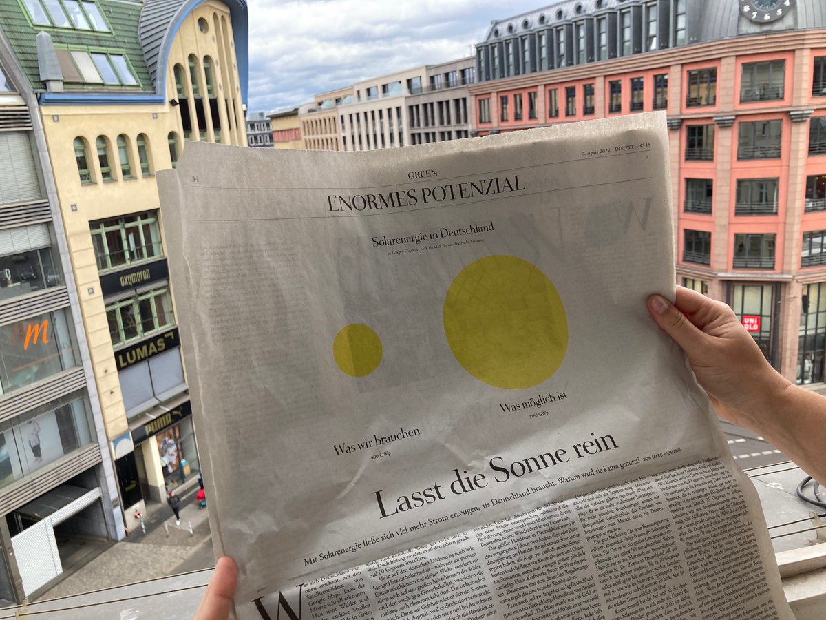 Lasst die Sonne rein! Dafür braucht es weniger #Bürokratie - beim #Eigenverbrauch genauso wie bei #Solarparks. Mehr Leichtigkeit statt Dornengestrüpp fordert bne-Geschäftsführer Robert Busch in der <a href="/Zeit/">ZEIT</a>. zeit.de/2022/15/solare… #Osterpaket #Photovoltaik #SonneSammeln <a href="/mawidmann/">Marc Widmann</a>