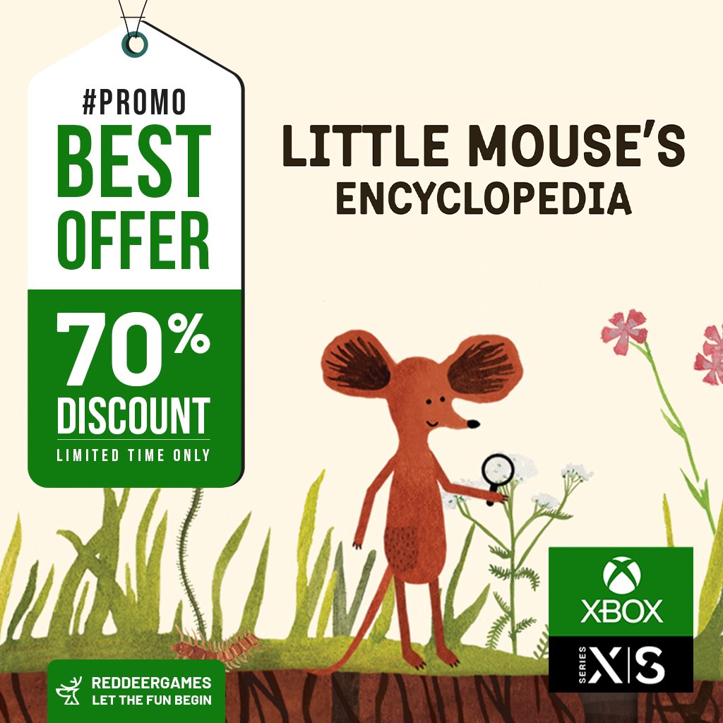 #Xbox players! We've got something just for you ❗❗❗

You can get <a href="/LittleMouseEnc/">Little Mouse's Encyclopedia</a>
with limited time discount
-70% 🔥🔥🔥

Check out promo: 🔽🔽🔽
bit.ly/36ZeAEx

🎮

#indiegames #indiedev #indiegaming #microsoftxbox #promo #offer #discount