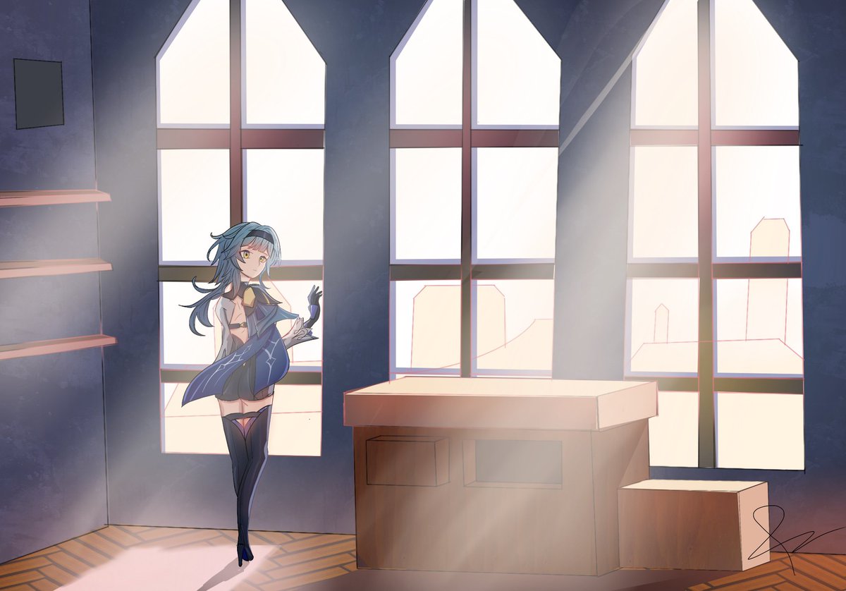 wafflepun's tweet photo. Kyaaa eula ❄️❤️❤️ #Genshinlmpact  #Genshinfanart  #Eula #Eulamber https://t.co/ZaFikaRDYM