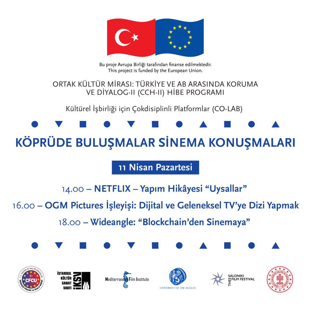 koprudebulusma's tweet photo. Köprüde Buluşmalar sinema konuşmaları ilk gününde Netflix Türkiye yapımı Uysallar yapım hikayesi, OGM pictures işleyişi ve Wideangle'ın sinemacılara sunduğu fırsatların konuşulacağı oturumlarla başlıyor! 

Detaylı bilgi için: https://t.co/85taWq8WQx  #CoLab https://t.co/M1fA3U7Tqh