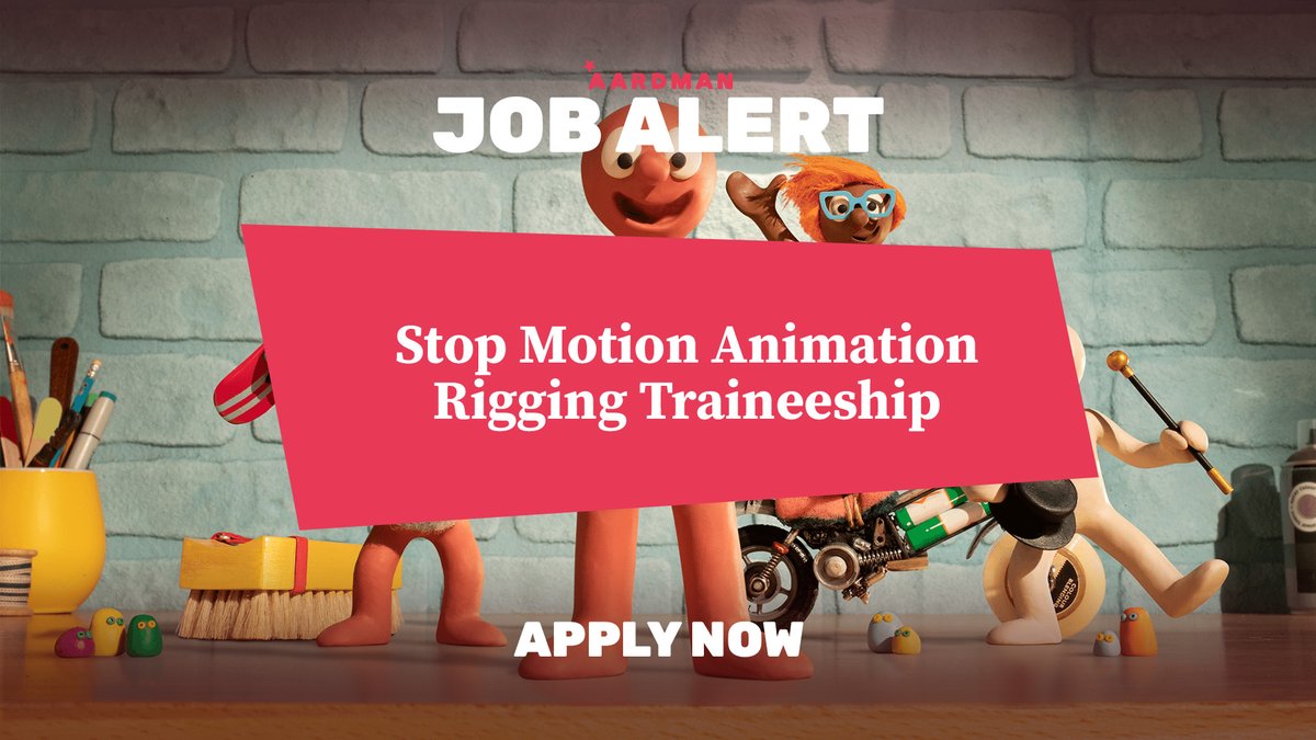 WE'RE HIRING! Due to the number of exciting new projects coming up at Aardman this year, we are going to run a 16 week stop frame Animation Rigging Traineeship at our studios in Bristol. 

Find out more and apply here: aard.mn/3NR67Uz